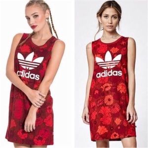 Red floral Adidas dress